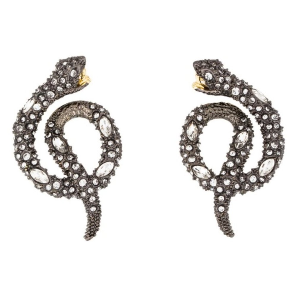 NEW Alexis Bittar Coiled Serpent Black Snake Earrings - Picture 2 of 5